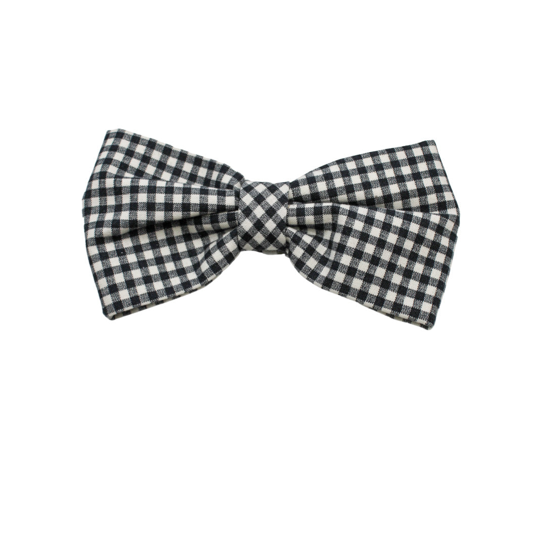 Plaid Black and White Dog Bow Tie