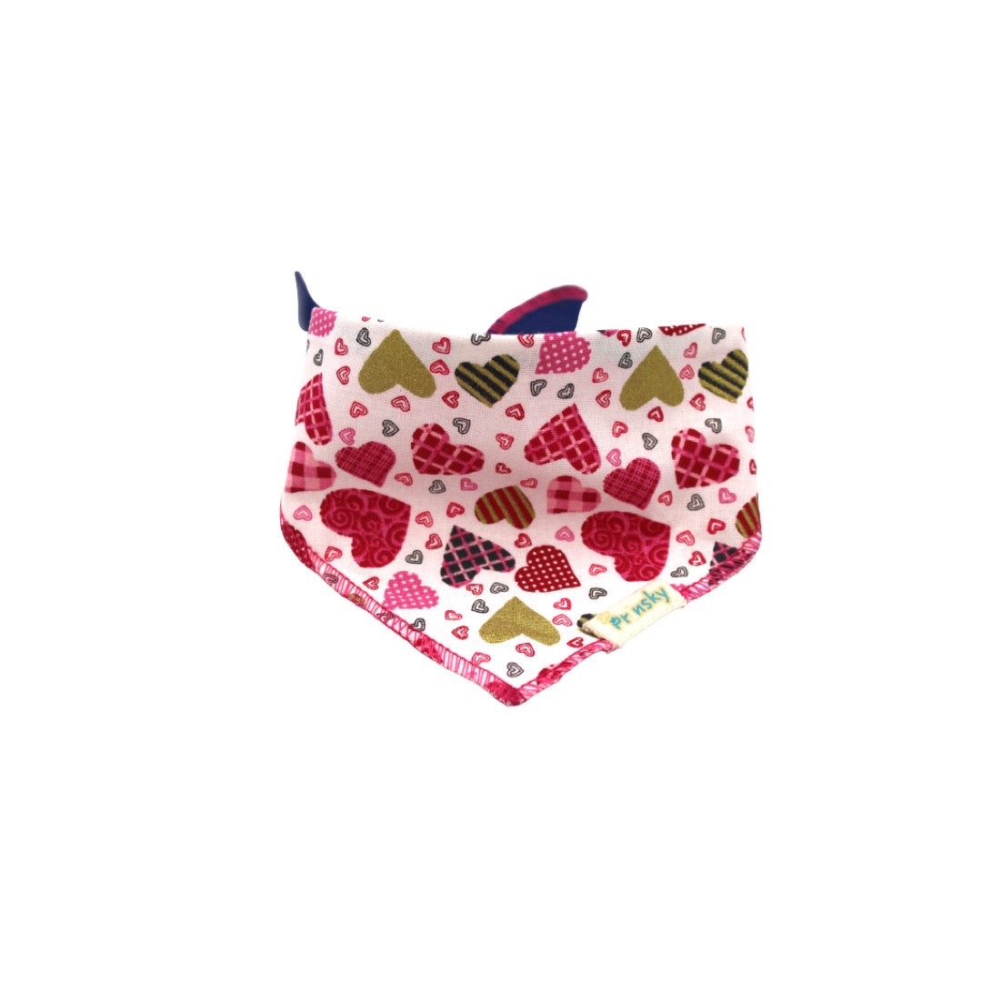 Pink Hearts and Roses Tie-On Dog Bandana
