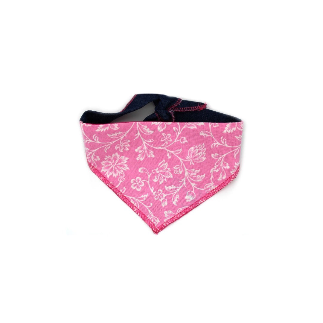 Pink Floral Tie-On Dog Bandana